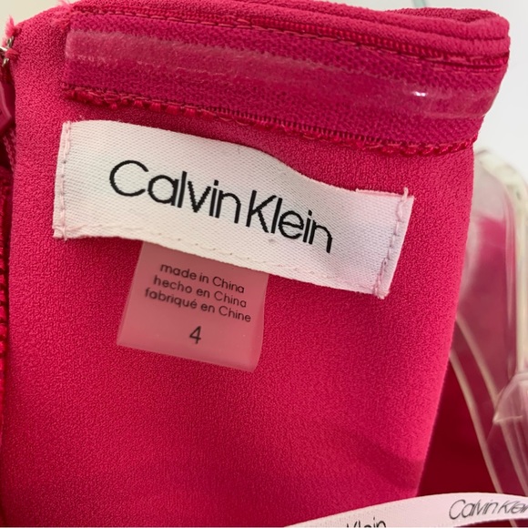 Calvin Klein Split V Notch Strapless Crepe Formal Maxi Dress Hibiscus Pink 4 NWT - Picture 8 of 9